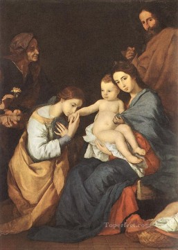 ジュセペ・デ・リベラ Painting - 聖家族と聖カタリナ・テネブリズム ジュセペ・デ・リベラ